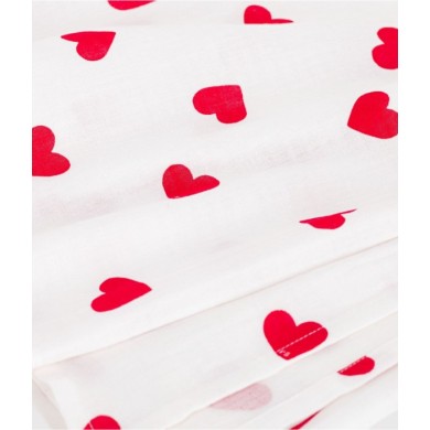 ΒΑΜΒΑΚΕΡΗ ΜΟΥΣΕΛΙΝΑ ΜΕ ΚΟΚΚΙΝΗ ΕΚΤΥΠΩΣΗ ΚΑΡΔΙΑΣ ΓΙΑ ΜΩΡΑ. Σαλιάρες