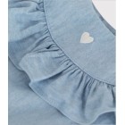 BABIES' SLEEVELESS BLOUSE IN EMBROIDERED COTTON CHAMBRAY. Dresses
