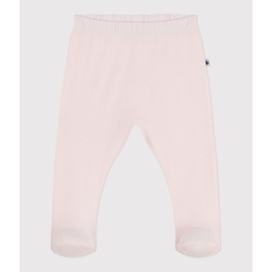 NEWBORN BABIES' PLAIN COTTON TROUSERS WITH FEET NEWBORN BABIES' PLAIN COTTON TROUSERS WITH FEET