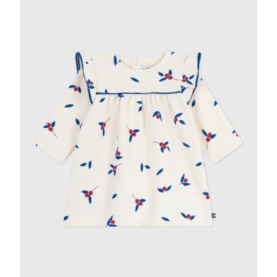 BABIES' LONG SLEEVED BERRY-PRINT COTTON DRESS BABIES' LONG SLEEVED BERRY-PRINT COTTON DRESS