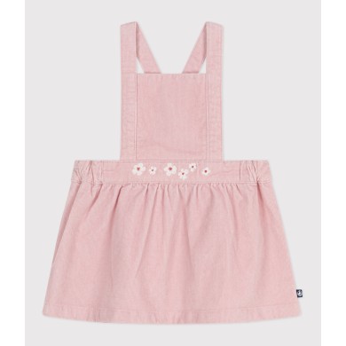 BABIES' DRESS IN CORDUROY EMBROIDERED WITH FLOWERS ON THE WAISTBAND BABIES' DRESS IN CORDUROY EMBROIDERED WITH FLOWERS ON THE WAISTBAND