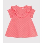BABIES' DRESS IN BRODERIE ANGLAISE WITH SHORT SLEEVES AND A HEARTS MOTIF. BABIES' DRESS IN BRODERIE ANGLAISE WITH SHORT SLEEVES AND A HEARTS MOTIF.