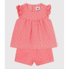 BABIES' 2-PIECE OUTFIT IN BRODERIE ANGLAISE, HEARTS DESIGN.