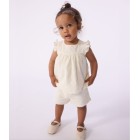 BABIES' 2-PIECE OUTFIT IN BRODERIE ANGLAISE, HEARTS DESIGN.