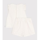 BABIES' 2-PIECE OUTFIT IN BRODERIE ANGLAISE, HEARTS DESIGN.