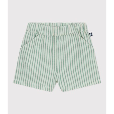 BABIES STRIPY COTTON/LINEN SHORTS.