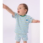 BABIES STRIPY COTTON SHORTS IN TWO COLOURS.
