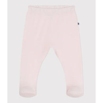 NEWBORN BABIES' PLAIN COTTON TROUSERS WITH FEET NEWBORN BABIES' PLAIN COTTON TROUSERS WITH FEET
