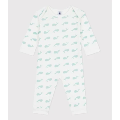 BABIES' FOOTLESS WHALE PRINT COTTON PYJAMAS.