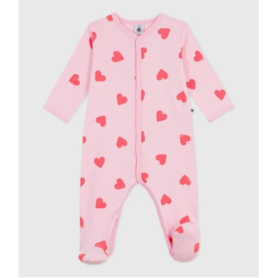BABIES' HEART-PRINT COTTON PYJAMA SUIT