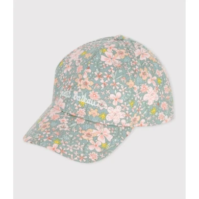 CHILDREN'S CAP IN TWILL PRINTED WITH FLOWERS.