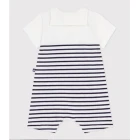 BABIES' SHORT STRIPY COTTON PLAYSUIT WITH A SAILOR COLLAR.