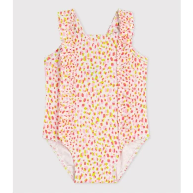 BABIES' ONE-PIECE PRINTED RUFFLED SWIMSUIT.