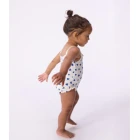 BABIES' ONE-PIECE HEART PRINT RUFFLED SWIMSUIT.